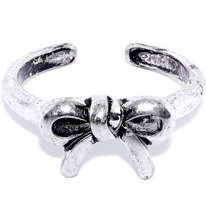 Rhodium Plated Pretty Bow Adjustable Toe Ring, Size 3